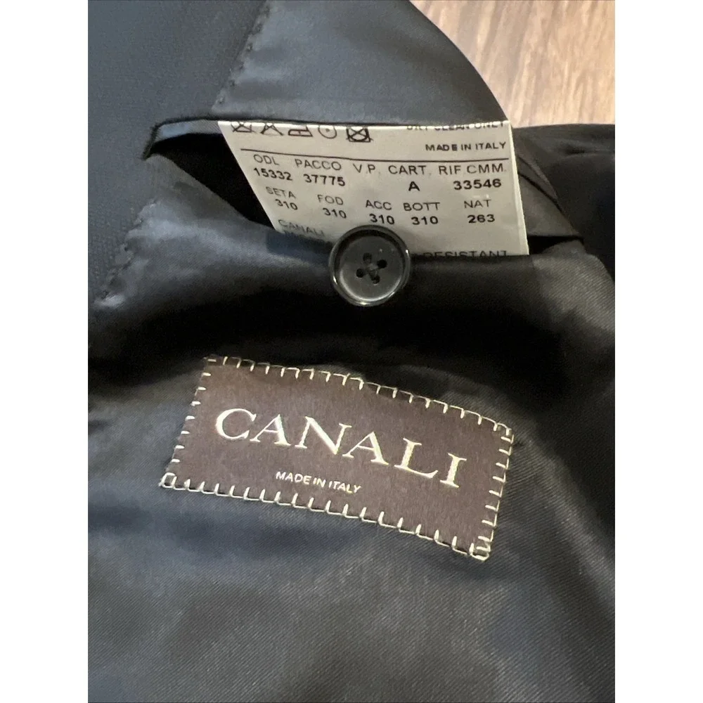 Canali Blazer Men Hopsack Wool Water Resistant Brown Label Color Black 48R